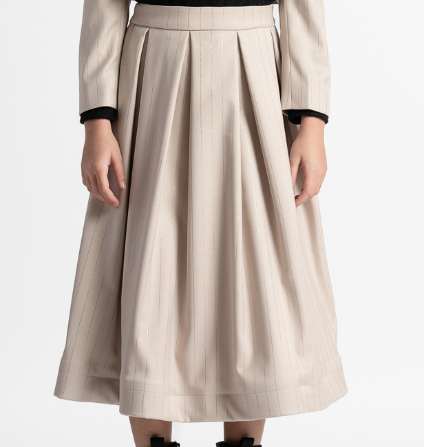 A LA PAGE LILIA FLANNEL LONG SKIRT W/PLEATS(12-16Y)