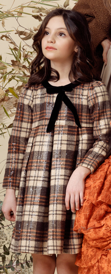 A LA PAGE ANGELICA DRESS W/VELVET BOW(2-12Y)