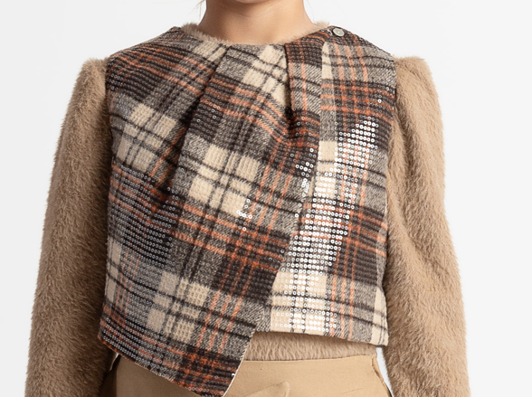 A LA PAGE PERVINCA TARTAN VEST (12-16Y)