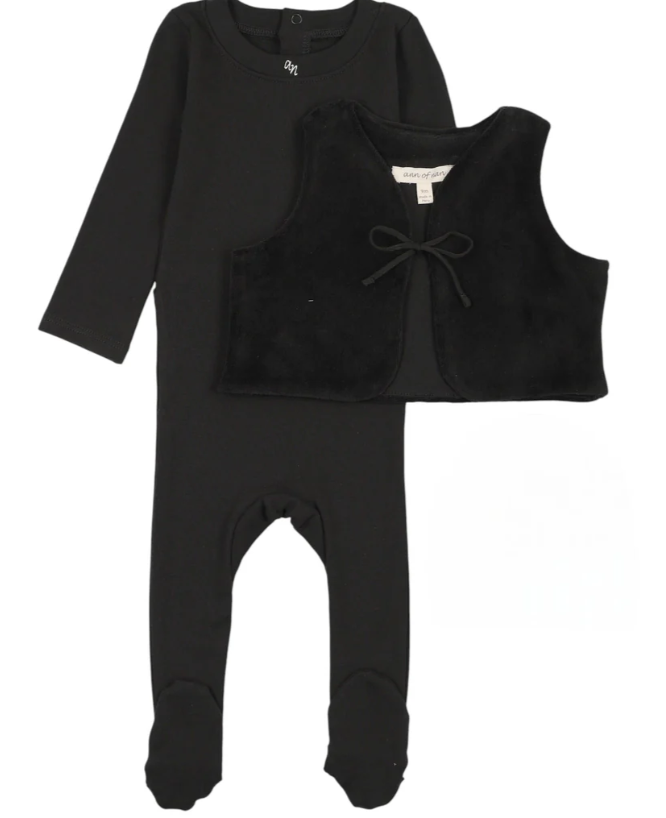 ANN OF NAN BLK VLR BBY VEST W FOOTIE(6M-24M)