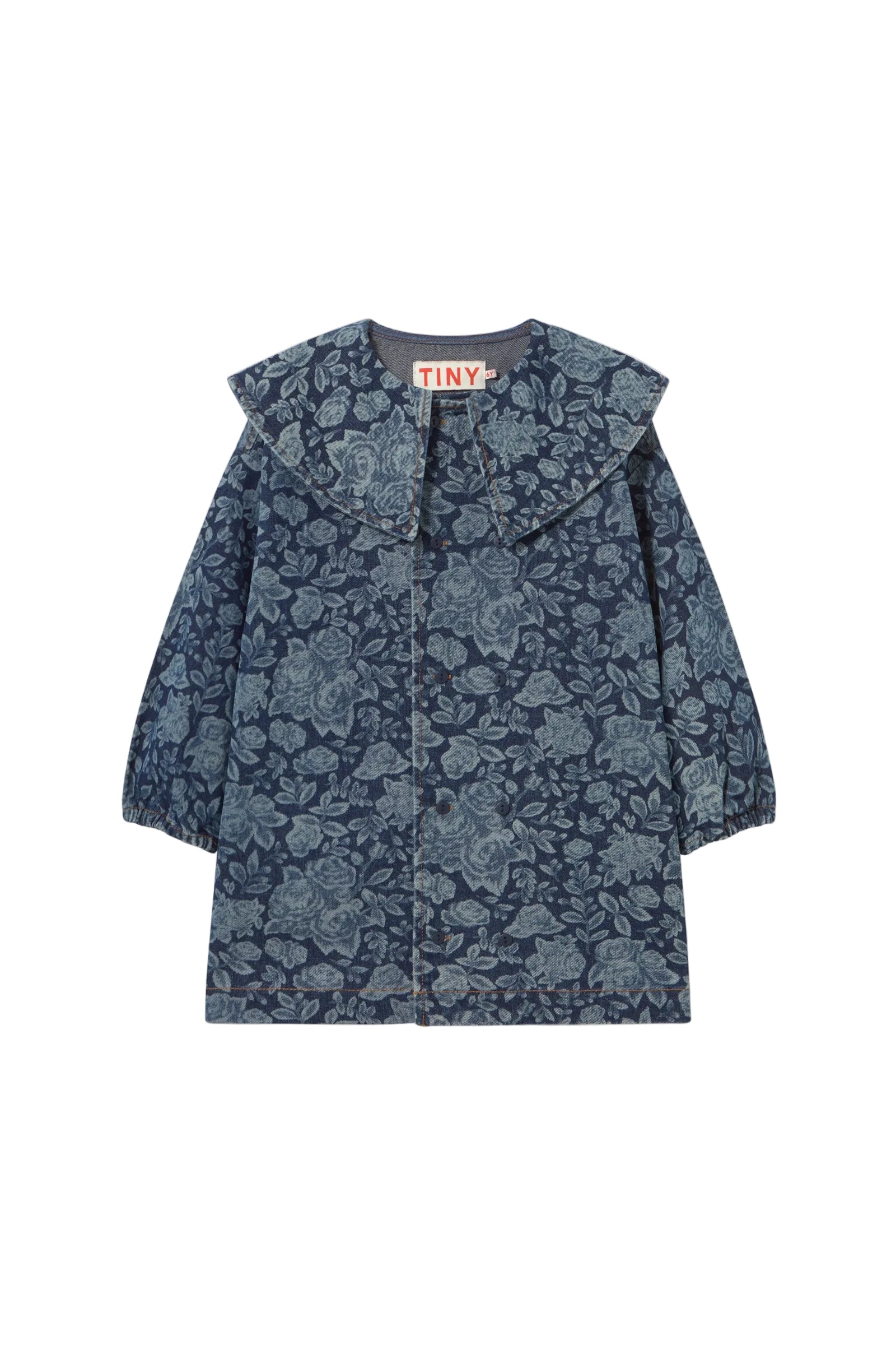denim dress with roses Tonal | The Yo Store Color:Island Blue silhouette: summer Devil With The Blue Denim midi dress pairing comfort with feminine