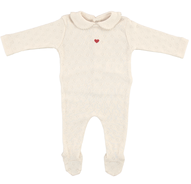 BEBE ORGANIC BEBE HEART COLLAR OVERALL (NB-6M)