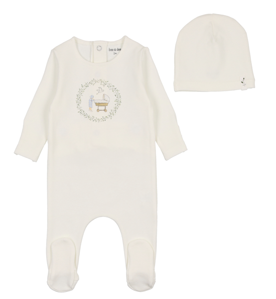 BEE & DEE CRADLE FOOTIE W/BEANIE (1M-9M)