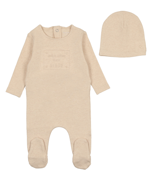 BEE & DEE EMBOSSED FOOTIE W/BEANIE (3M-12M)