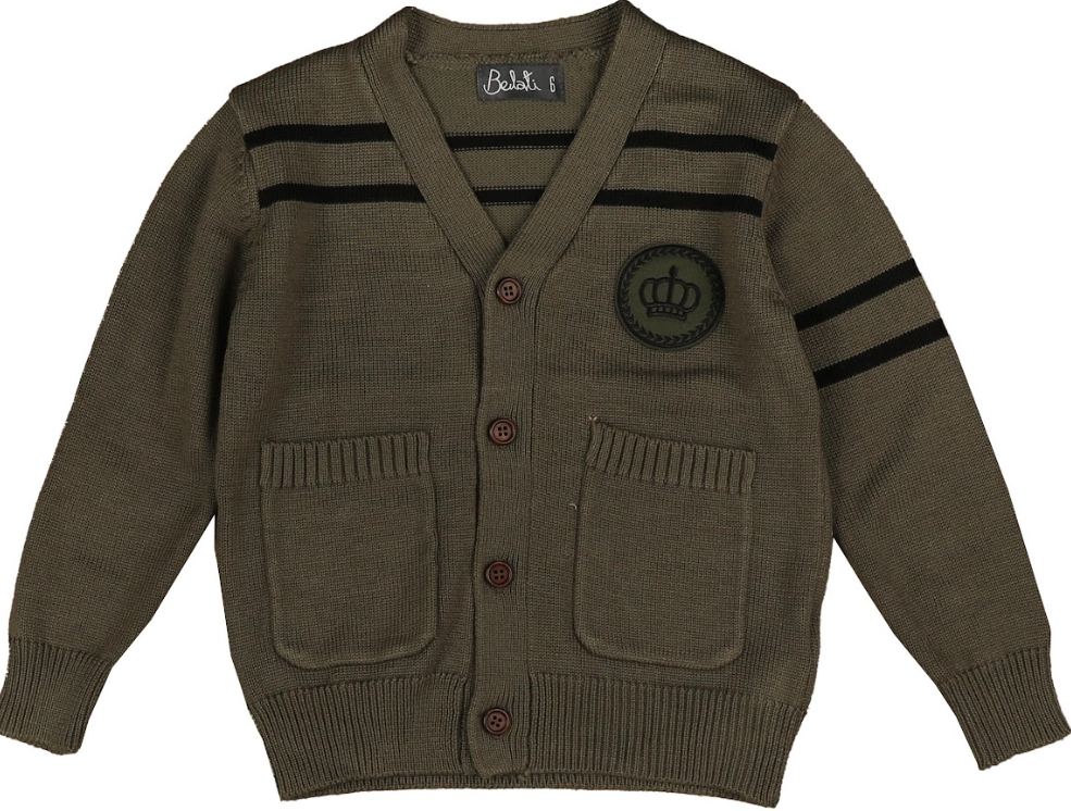 BELATI STRIPE DETAIL CARDI W/EMBLEM (2-18Y)