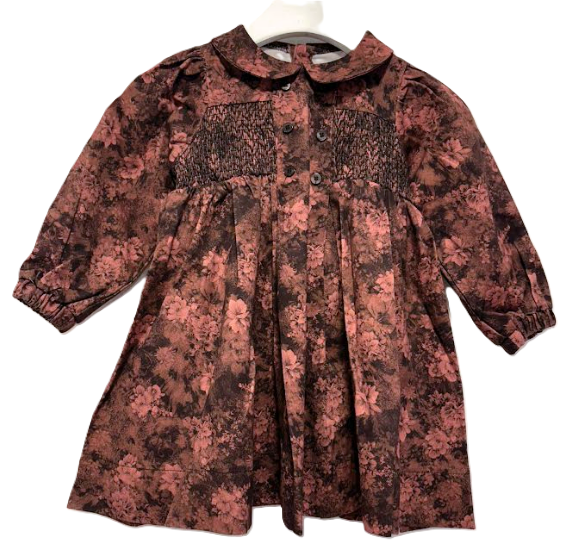 BELATI TONAL FLORAL DRESS W/SMOCKING(2-12Y)