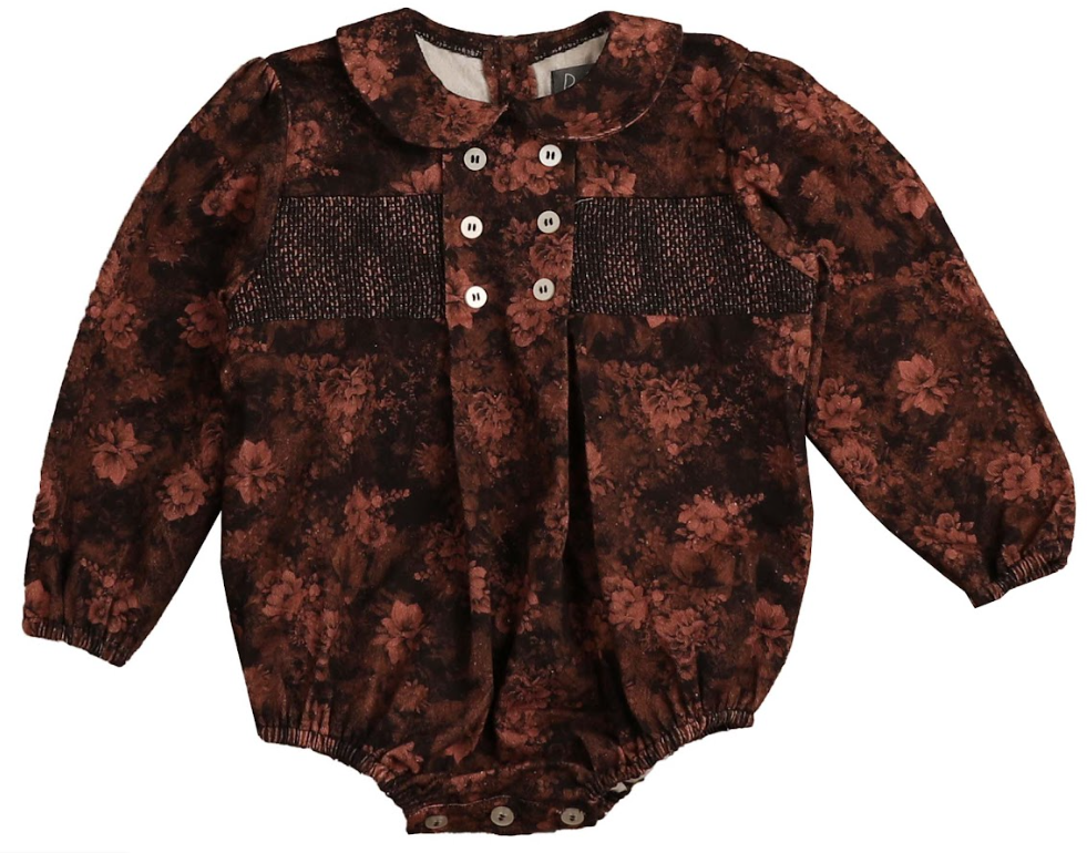 BELATI TONAL FLORAL ROMPER WITH SMOCKING (9M-2Y)