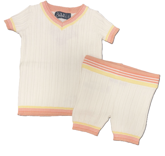 BELATI V NECK TRIM KNIT 2PC SET (12M-4Y)