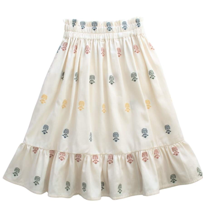 BELLE CHIARA EMBROIDERED FLOWER SKIRT(10-M)