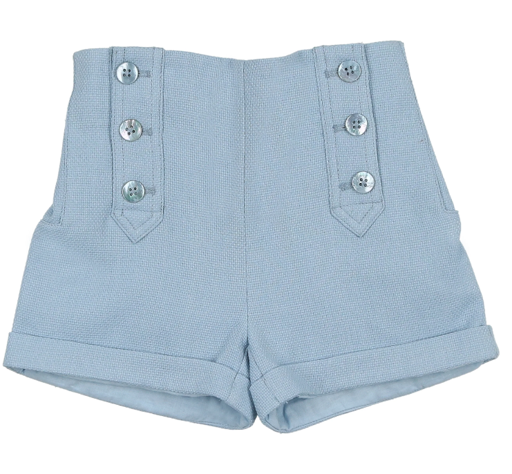 Coco Blanc Button Shorts - Pale Blue Coco Blanc Button Shorts - Pale Blue