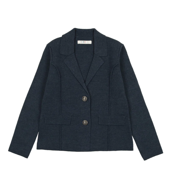 COCO BLANC KNIT BLAZER AW23 NAVY JACKET WITH SILVER SAILOR BUTTONS 3 14Y