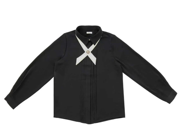 COCO BLANC FRONT PLEAT BLOUSE W/COLLAR(12-20Y)