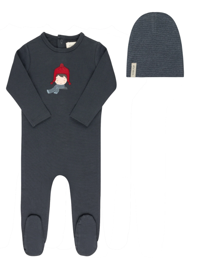 ELY & CO AUTUMN KIDS FOOTIE W/BEANIE (6M)