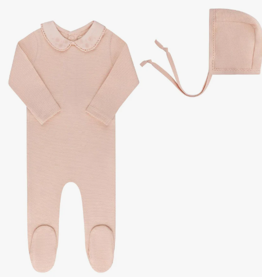 ELY & CO EMBROIDERED COLLAR FOOTIE W/BON (3M-9M)