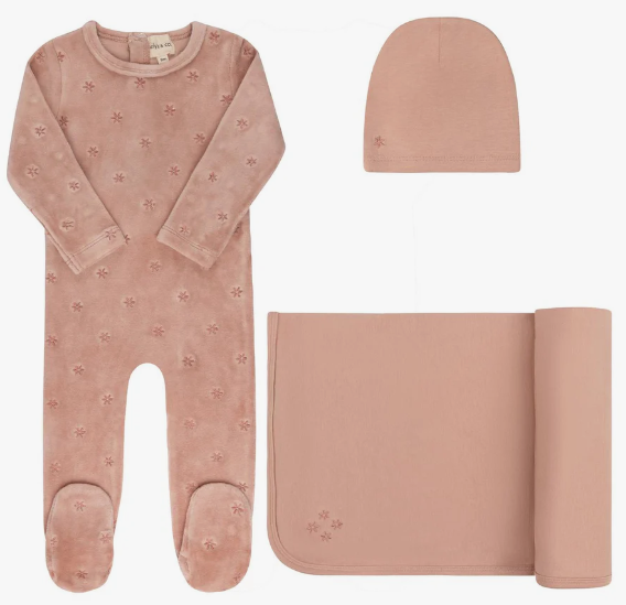 ELY & CO VELOUR EMB FLORAL TAKE ME HOME SET (1M-6M)