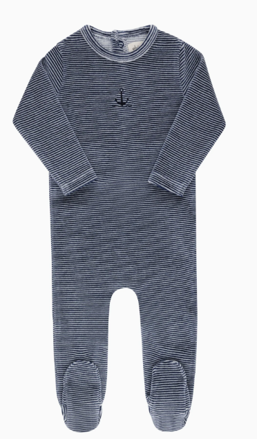 ELY & CO VELOUR STRIPE FOOTIE (12M-18M)