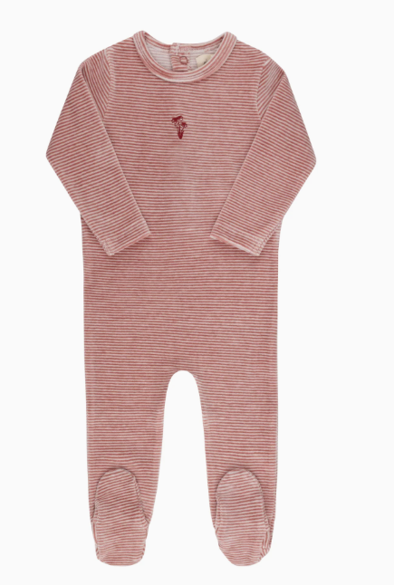 ELY & CO VELOUR STRIPE FOOTIE (12M-18M)