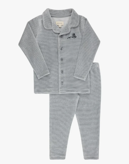 ELY & CO VELOUR STRIPE PAJAMAS (9M-14Y)