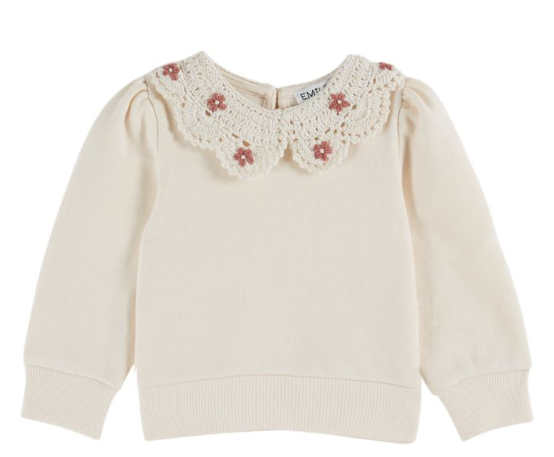 EMILIE & IDA CROCHET SWEAT TOP (6M-12A)