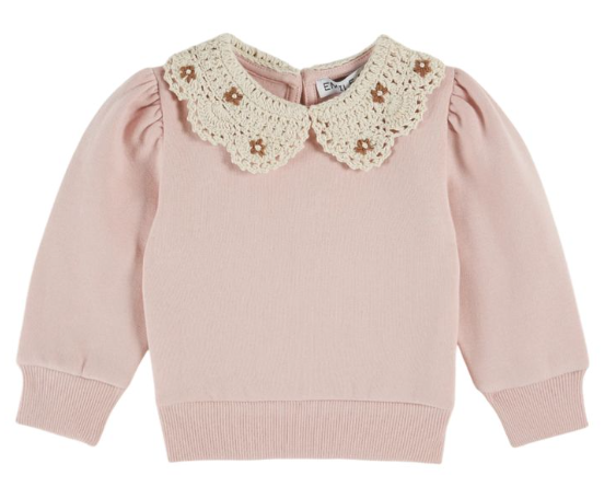EMILIE & IDA CROCHET SWEAT TOP (6M-12A)
