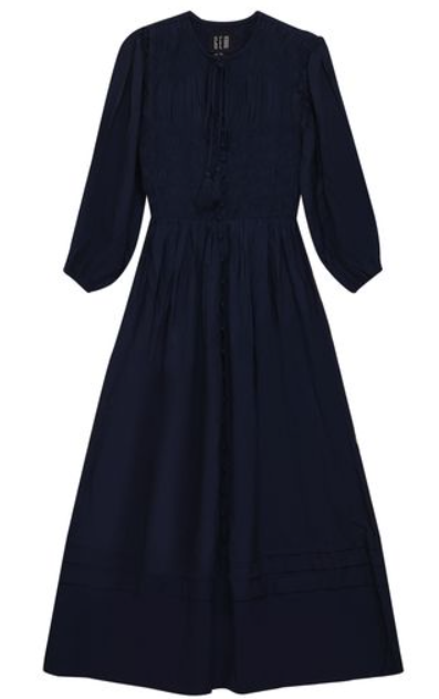 GEM SMOCKED BUTTON DOWN DRESS (S-XL)