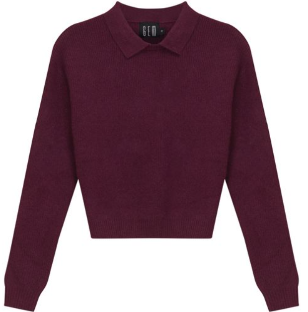 GEM CREW NECK SWEATER W/COLLAR (XS-XL)