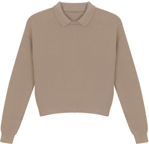 GEM CREW NECK SWEATER W/COLLAR (XS-XL)