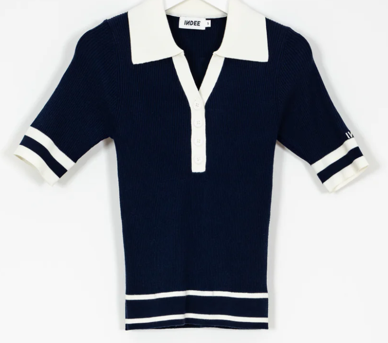 INDEE RIBBED V/NECK 3/4 SLEEVE TOP(XXS-L)