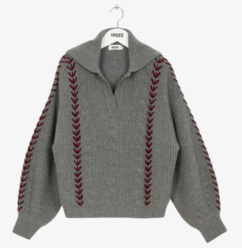 INDEE TAHITI CABLE PULLOVER W/LG COLLAR(10-M)