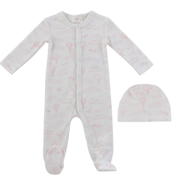 KIPP BABY CLOUD NINE TERRY ONESIE W/HAT(3M-6M)