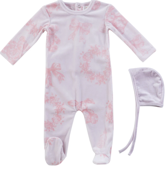 KIPP BABY PETIT TOILE FOOTIE W/BONNET (3M-9M)