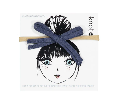 KNOT INDIGO DENIM BOW BAND (OS)