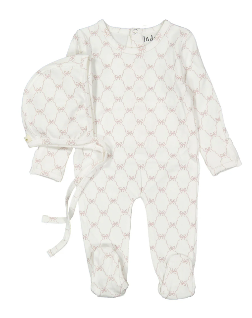 LADIDA BOW FOOTIE W/BONNET(0M-9M)