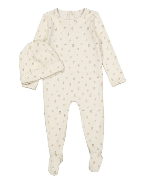 LADIDA PEAR PRINT STRETCHIE W/HAT (6M-9M)