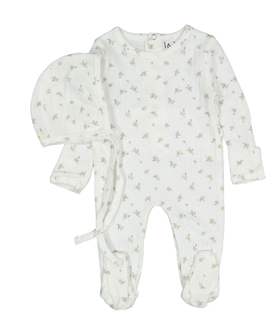 LADIDA ROSE FOOTIE W/BONNET (3M-9M)