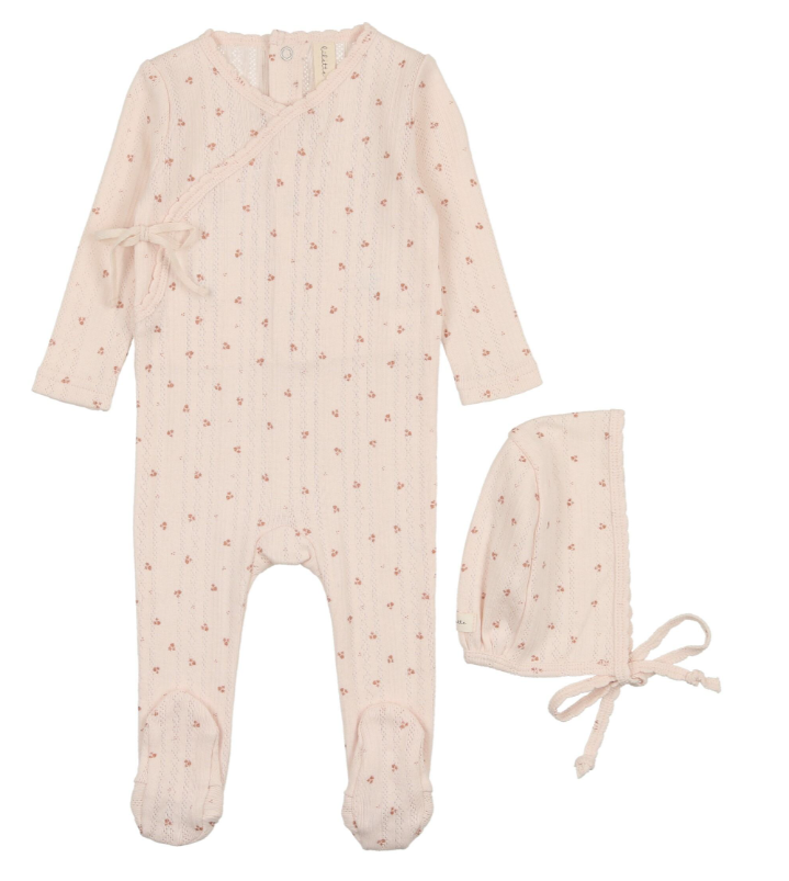 LILETTE PRINTED POINTELLE WRAP FOOTIE SET(3M-6M)