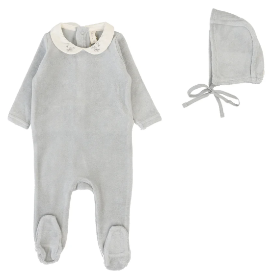 LILETTE VELOUR COLLAR FOOTIE SET (3M-9M)
