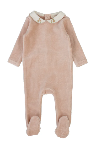 LILETTE VELOUR COLLAR FOOTIE SET (3M-9M)