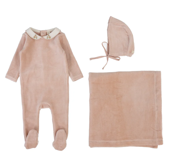 LILETTE VELOUR COLLAR LAYETTE SET (NB-6M)