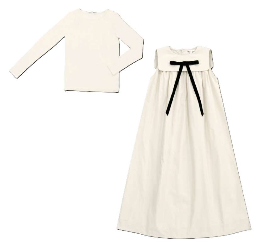 LITTLE PARNI TAFFETA MAXI BOW JUMPER (3-14Y)