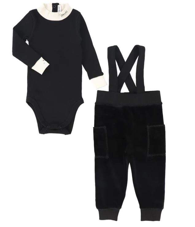 LITTLE PARNI VELOUR OVERALL SET (12M-3Y)