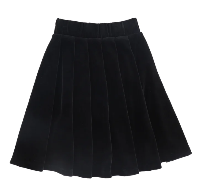 LITTLE PARNI VELOUR PLEATED SKIRT (3-18Y)