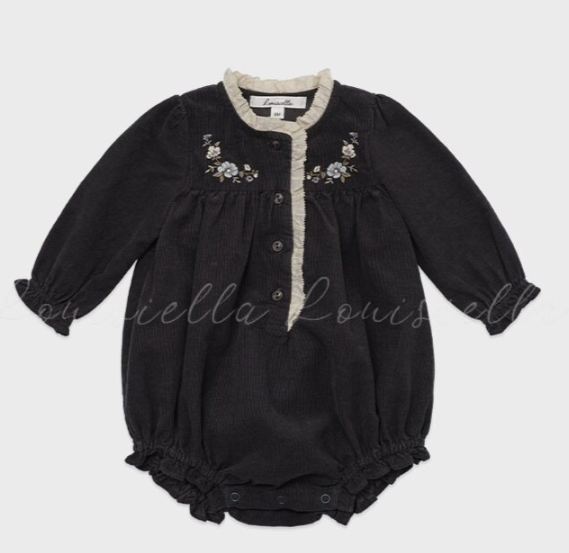 LOUISIELLA NOIR CORDUROY ROMPER (6M-18M)