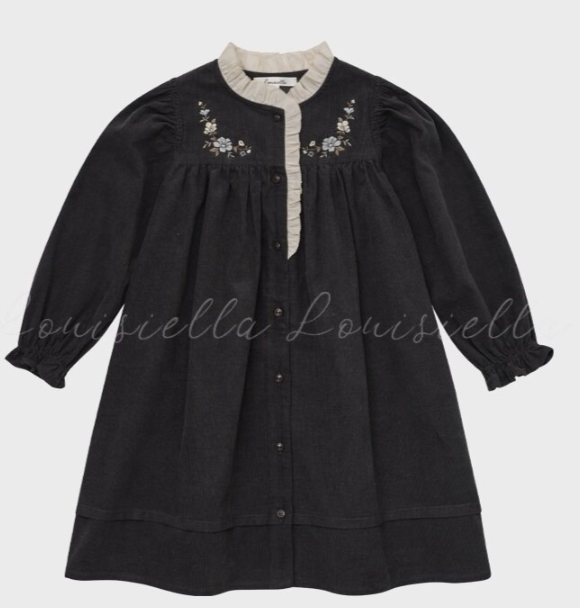 LOUISIELLA NOIR CORDUROY DRESS (3-12Y)