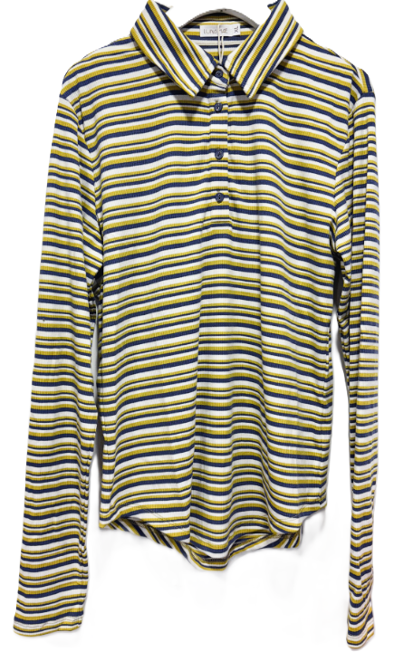 LUNA MAE ELLA STRIPED TEE W/COLLAR (XS-XL)