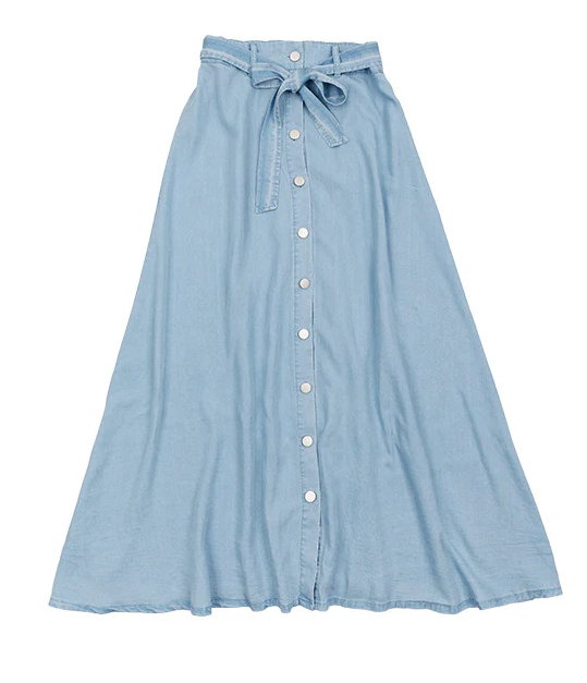 LUNA MAE IVY TENCEL BUTTON SKIRT (XS-XL)