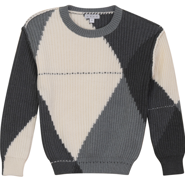 MANN COLOR BLOCK ARGYLE SWEATER(2-16Y)
