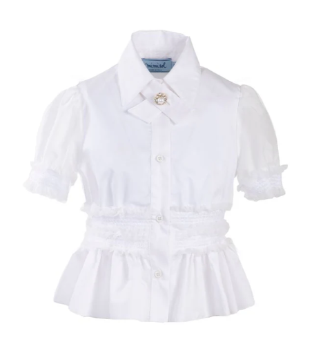 MIMISOL SMOCK DETAIL COTTON SHIRT (12A-18A)