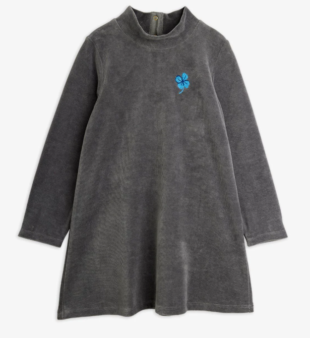 MINI RODINI CLOVER EMB VELOUR DRESS(1.5-11Y)