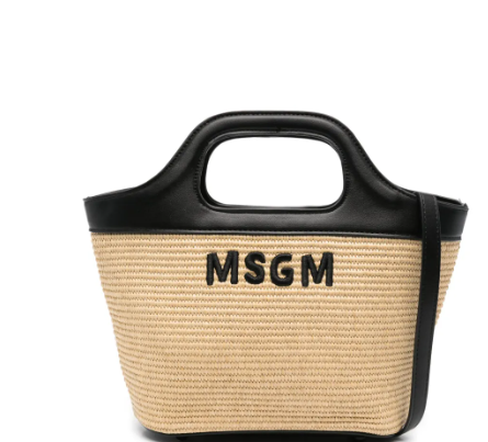 MSGM STRAW & LEATHER BOUCKET BAG (OS)